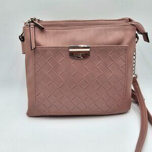 Rosetti Midge Woven Blush Crossbody Bag W/Adjustable Strap READ